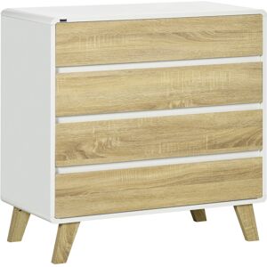 Homcom Commode design scandinave - 4 tiroirs - blanc aspect chene clair