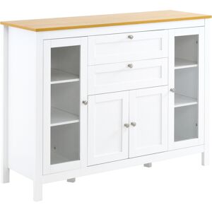 Homcom Buffet classique chic 2 portes 2 etageres 2 tiroirs blanc bois clair