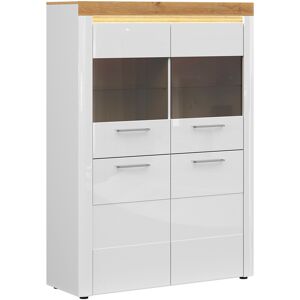 Petits meubles Vaisselier 4 portes avec LED mdf et stratifies blanc et naturel