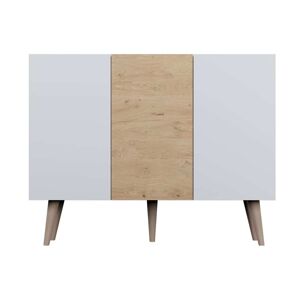 Petits meubles Commode 3 portes blanc et naturel