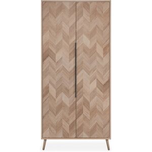 Calicosy Armoire 2 portes effet bois et chevron - L90 x H195 cm