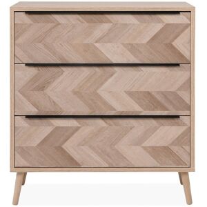 Calicosy Commode 3 tiroirs effet bois et chevron - L80 x H87 cm