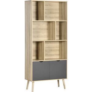 Homcom Bibliotheque design - 2 portes, 6 niches - aspect chene clair gris