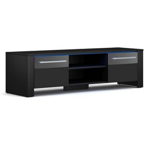 Petits meubles Meuble tv 1 porte 140 cm avec led noir