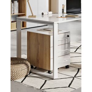 Vivabita Caisson de bureau moderne blanc/chene