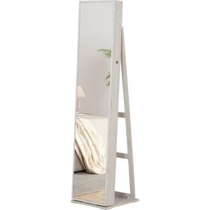 Homcom Armoire a bijoux avec miroir sur pied eclairage LED blanc