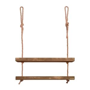 Hannun Etagere en bois de couleur marron vielli 2 etages 70 cm