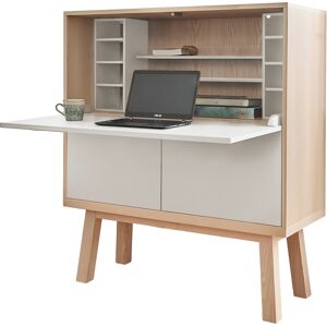 MON PETIT MEUBLE FRANCAIS Bureau secretaire avec rangement, 120 cm de large, en frene