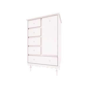 Wood Luck Design Commode 5 tiroirs 1 porte blanc