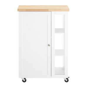 SoBuy Desserte effet bois blanc a roulettes 1 porte 3 etageres