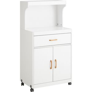 SoBuy Desserte micro-onde 1 tiroir 2 portes effet bois blanc