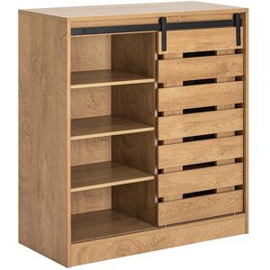 SoBuy Meuble de rangement 1 porte coulissante en agglomere effet bois