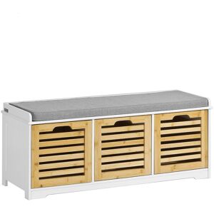 SoBuy Banc d'entree 3 cubes effet bois blanc