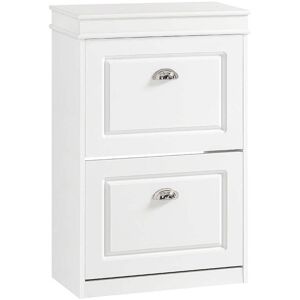 SoBuy Armoire a chaussures 2 abattants effet bois blanc