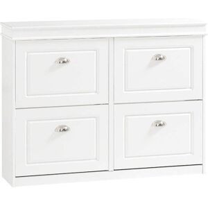 SoBuy Armoire a chaussures 4 abattants effet bois blanc