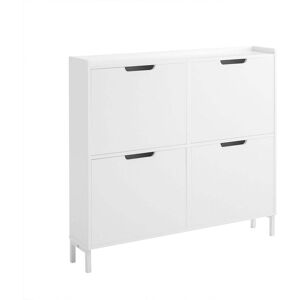 SoBuy Armoire a chaussures 4 abattants effet bois blanc