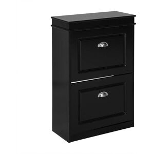 SoBuy Armoire a chaussures 2 abattants effet bois noir