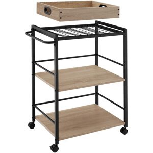 Tectake Chariot de service Style industriel Bois clair industriel, Chene