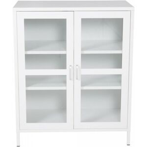 Meubles & Design Buffet moderne avec portes vitrees en metal blanc