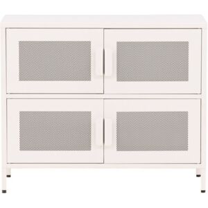 Meubles & Design Buffet bas style industriel en metal 4 portes blanc