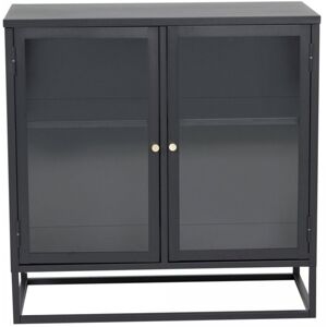 Meubles & Design Buffet bas avec portes vitrees en metal noir