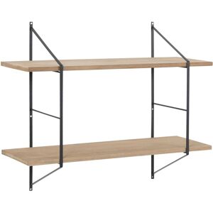 Toilinux Etagere murale 2 niveaux en bois et metal beige