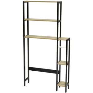 Toilinux Etagere contour de wc 5 niveaux en mdf et metal beige