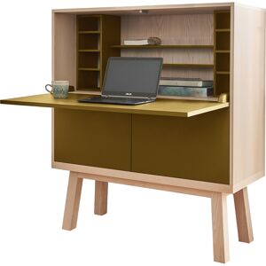 MON PETIT MEUBLE FRANCAIS Bureau secretaire avec rangement, 120 cm de large, en frene