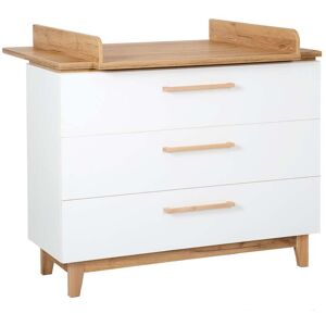 roba Commode a langer large 3 tiroirs en bois blanc et chene dore