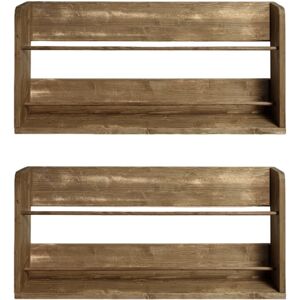 Hannun Etagere murale pour chaussures en bois (2 unites) en marron vieilli