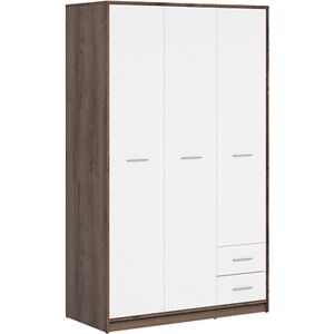 Petits meubles Armoire 3 portes 2 tiroirs stratifies naturel fonce et blanc