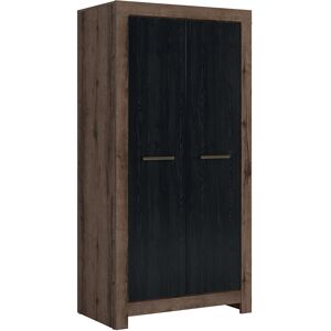 Petits meubles Armoire 2 portes panneaux agglomeres naturel et noir