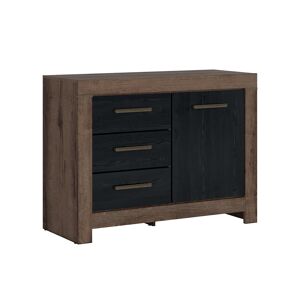 Petits meubles Buffet 1 porte 3 tiroirs panneaux agglomeres naturel et noir