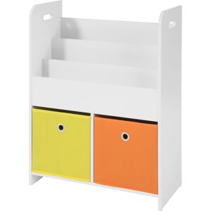 SoBuy Bibliotheque pour enfants 2 paniers 3 etageres effet bois blanc