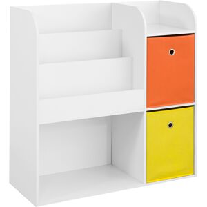 SoBuy Meuble de rangement pour enfants avec 2 paniers effet bois blanc