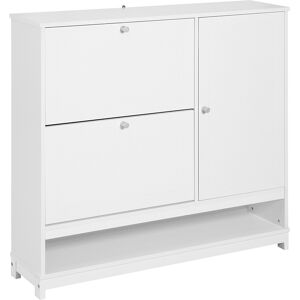 SoBuy Armoire a chaussures 2 abattants 1 porte effet bois blanc