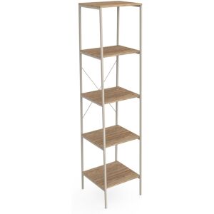 Box & beyond Étagere en metal avec aspect chene et 5 etageres beige 192x45x45cm