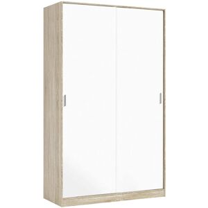 Dmora Garde-robe a 2 portes coulissantes effet chene et bois blanc