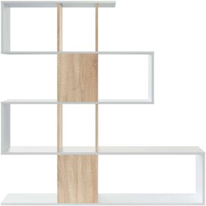 Dmora Bibliotheque 7 compartiments effet bois blanc et chene