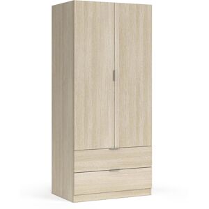 Dmora Garde-robe avec 2 portes et 2 tiroirs effet bois chene