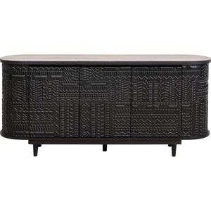 Kare Design Buffet 3 portes en manguier massif noir sculpte