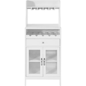 SoBuy Buffet de rangement 1 Porte-Bouteilles 2 portes effet bois gris