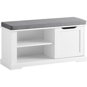 SoBuy Commode a chaussure avec 1 porte et 2 etageres effet bois blanc