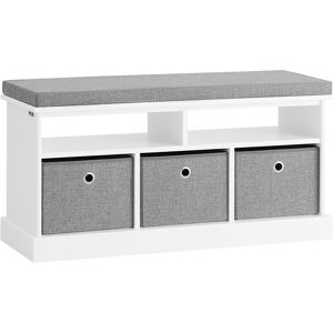 SoBuy Banc de rangement effet bois blanc