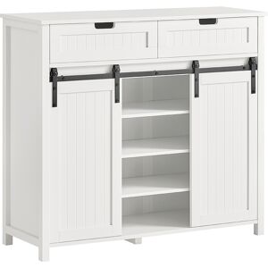 SoBuy Buffet bahut effet bois blanc avec 2 portes et 2 tiroirs