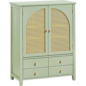 SoBuy Armoire a chaussures effet bois vert avec 4 tiroirs et 2 portes