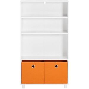 SoBuy Bibliotheque enfant 3 etageres 2 boîtes de rangement effect bois blanc