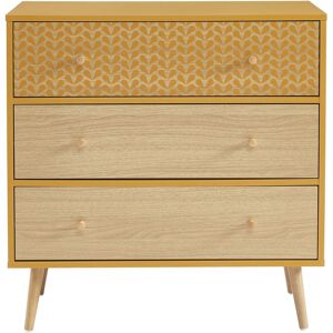 Baita Commode ocre et effet bois et chene 3 tiroirs 78cm