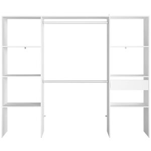 Concept Usine Dressing blanc 6 etageres, 1 tiroir, 2 penderies 220 x 40 x 180 cm