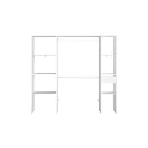 Concept Usine Dressing blanc 6 etageres, 1 tiroir, 2 penderies 198 x 40 x 180 cm